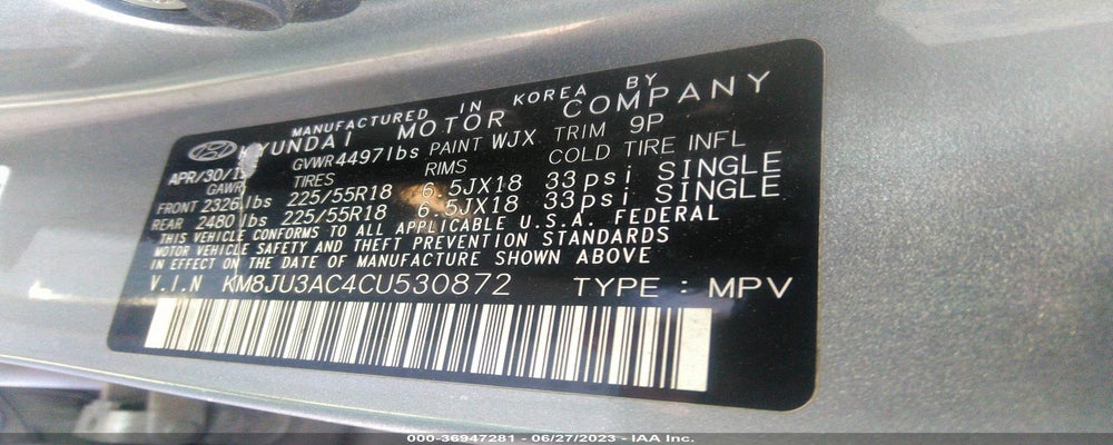 KM8JU3AC4CU530872 2012 HYUNDAI TUCSON photo no. 9