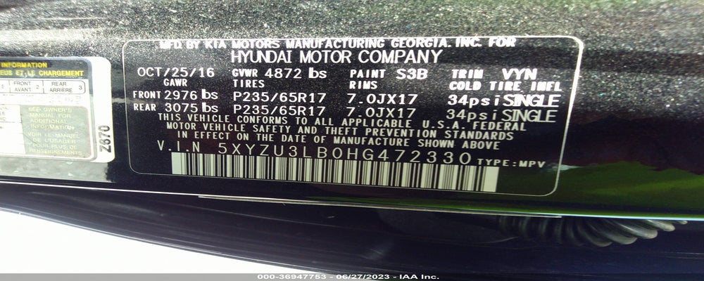 5XYZU3LB0HG472330 2017 HYUNDAI SANTA FE SPORT photo no. 9