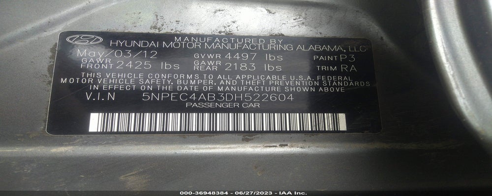5NPEC4AB3DH522604 2013 HYUNDAI SONATA photo no. 9