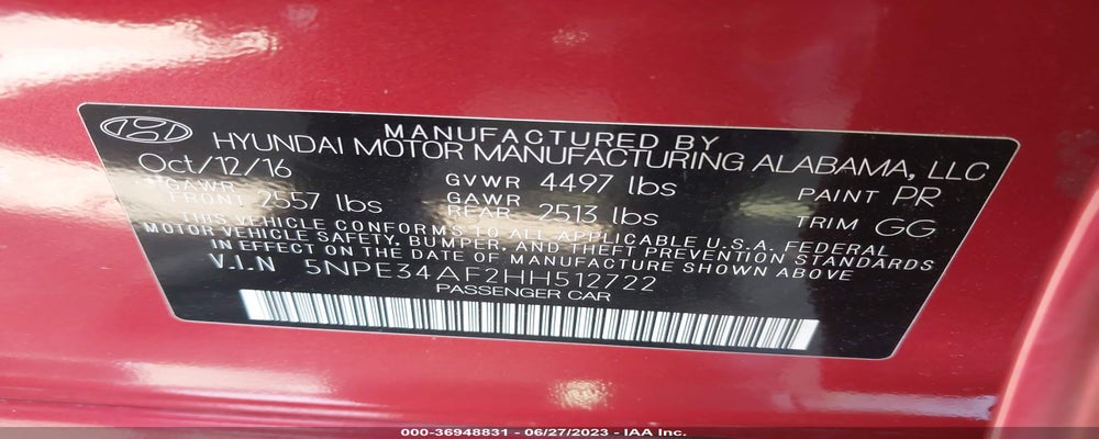5NPE34AF2HH512722 2017 HYUNDAI SONATA photo no. 9