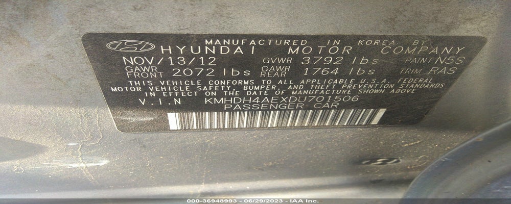 KMHDH4AEXDU701506 2013 HYUNDAI ELANTRA photo no. 9