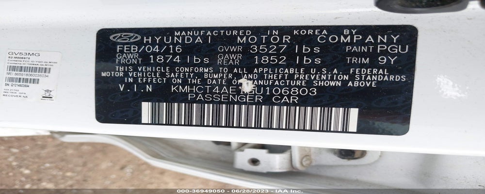 KMHCT4AE1GU106803 2016 HYUNDAI ACCENT photo no. 9