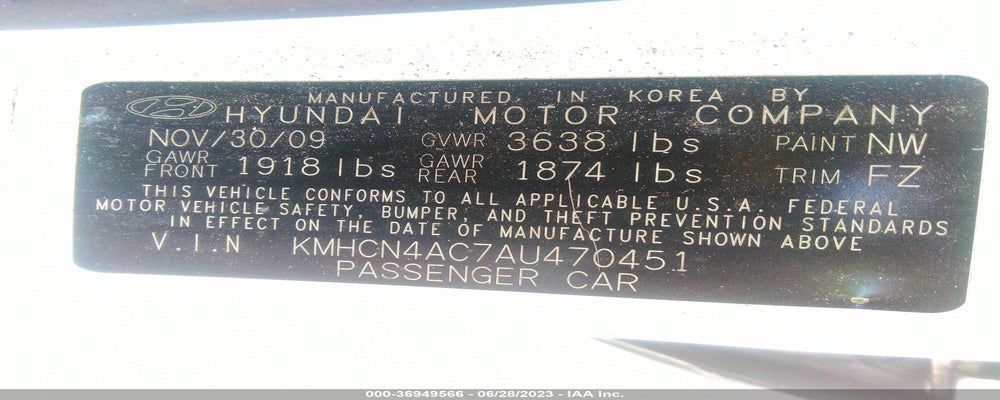 KMHCN4AC7AU470451 2010 HYUNDAI ACCENT photo no. 9