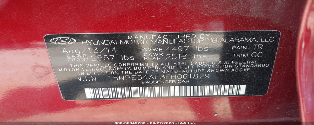 5NPE34AF3FH061829 2015 HYUNDAI SONATA photo no. 9