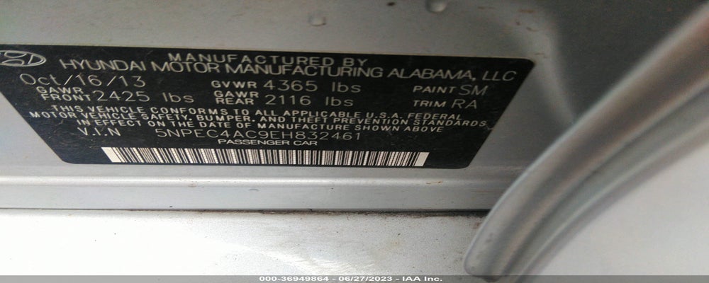 5NPEC4AC9EH832461 2014 HYUNDAI SONATA photo no. 9