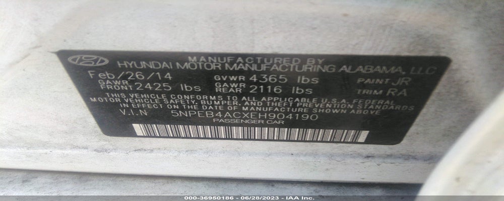 5NPEB4ACXEH904190 2014 HYUNDAI SONATA photo no. 9