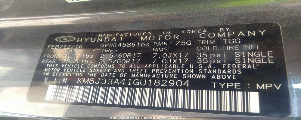 KM8J33A41GU182904 2016 HYUNDAI TUCSON photo no. 9