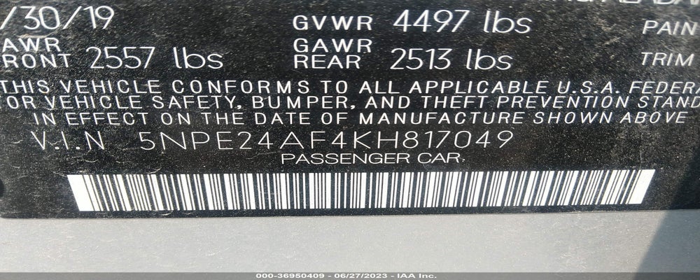 5NPE24AF4KH817049 2019 HYUNDAI SONATA photo no. 9