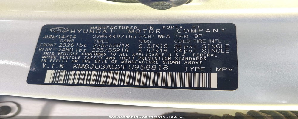 KM8JU3AG2FU958818 2015 HYUNDAI TUCSON photo no. 9