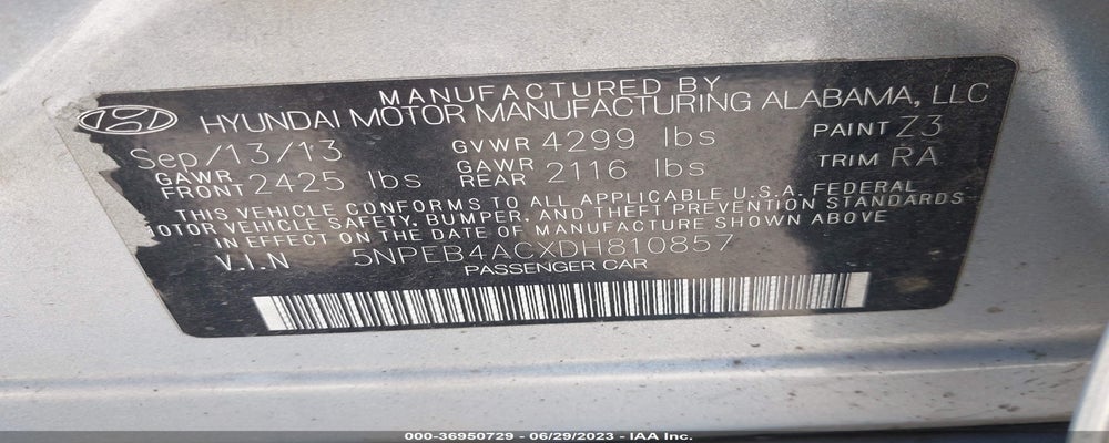 5NPEB4ACXDH810857 2013 HYUNDAI SONATA photo no. 9
