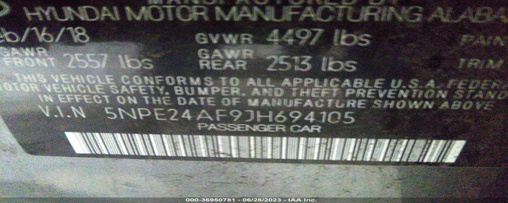 5NPE24AF9JH694105 2018 HYUNDAI SONATA photo no. 9