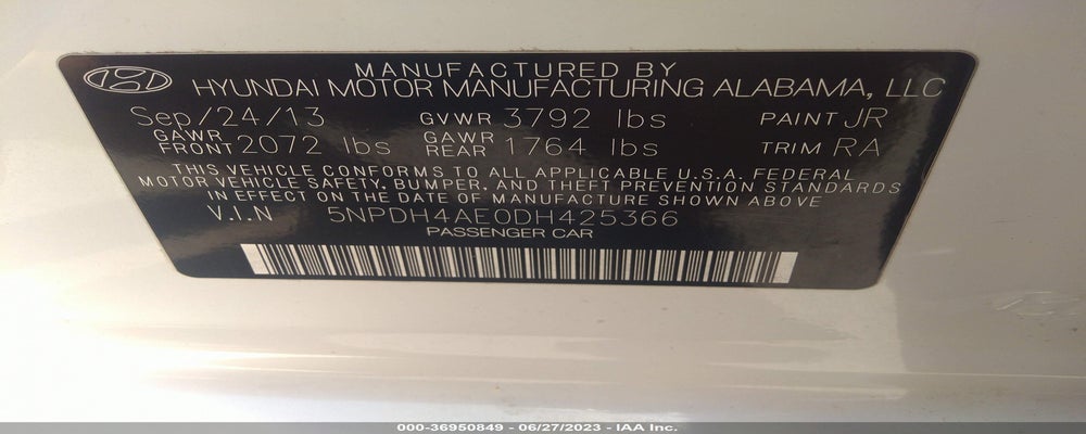 5NPDH4AE0DH425366 2013 HYUNDAI ELANTRA photo no. 9