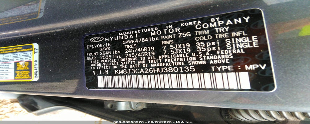 KM8J3CA26HU380135 2017 HYUNDAI TUCSON photo no. 9