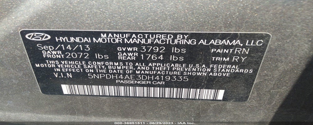 5NPDH4AE3DH419335 2013 HYUNDAI ELANTRA photo no. 9