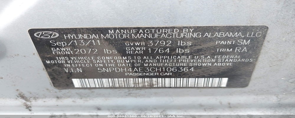 5NPDH4AE3CH106364 2012 HYUNDAI ELANTRA photo no. 9