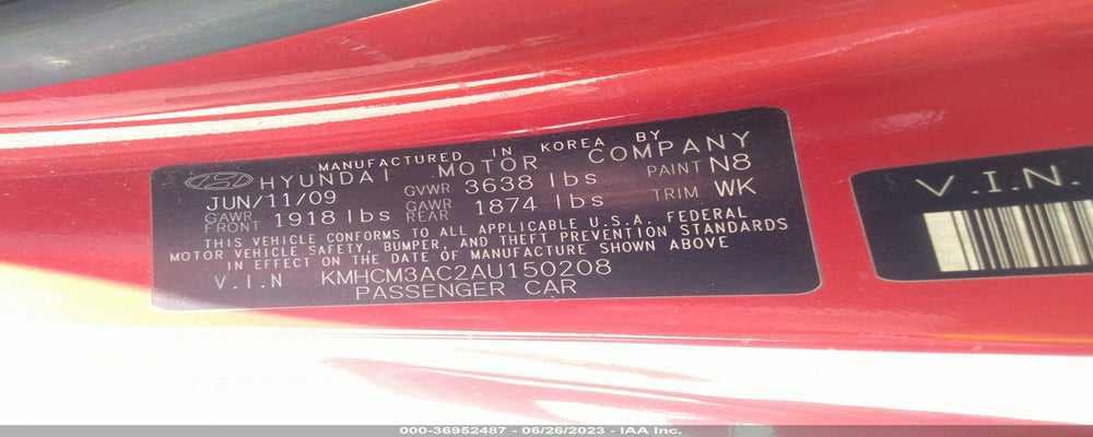 KMHCM3AC2AU150208 2010 HYUNDAI ACCENT photo no. 9