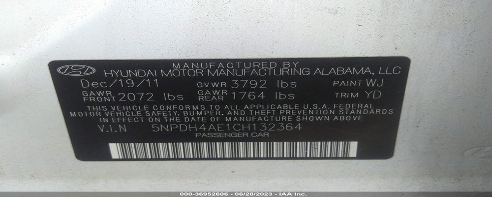 5NPDH4AE1CH132364 2012 HYUNDAI ELANTRA photo no. 9