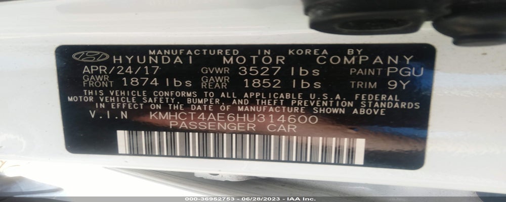 KMHCT4AE6HU314600 2017 HYUNDAI ACCENT photo no. 9