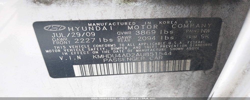 KMHDU4AD2AU851544 2010 HYUNDAI ELANTRA photo no. 9