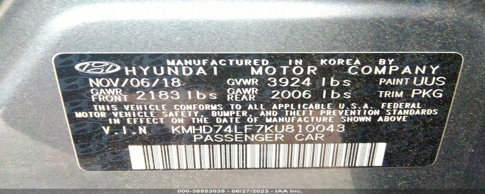 KMHD74LF7KU810043 2019 HYUNDAI ELANTRA photo no. 9