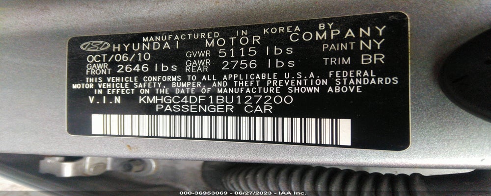 KMHGC4DF1BU127200 2011 HYUNDAI GENESIS photo no. 9