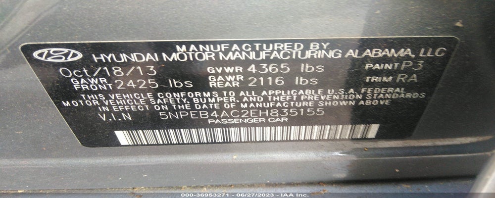 5NPEB4AC2EH835155 2014 HYUNDAI SONATA photo no. 9