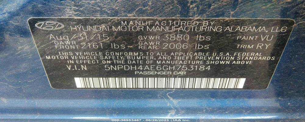 5NPDH4AE6GH753184 2016 HYUNDAI ELANTRA photo no. 9