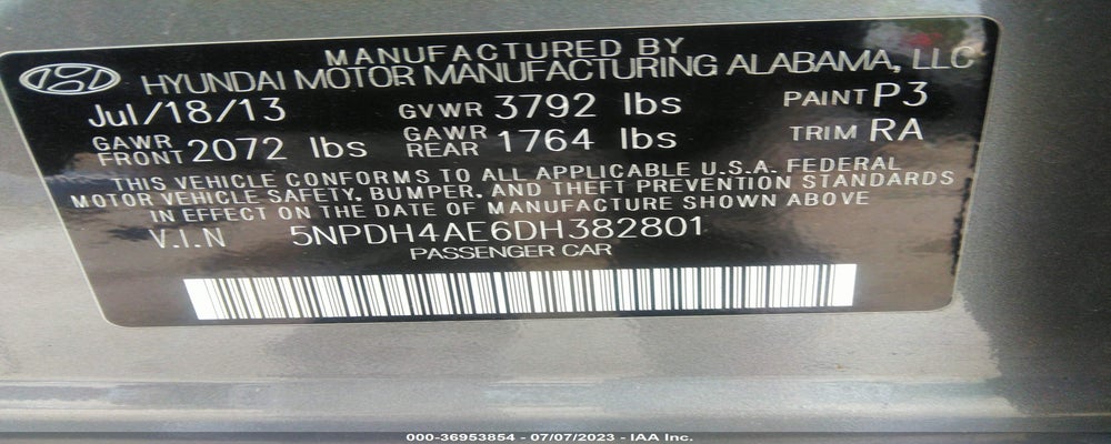 5NPDH4AE6DH382801 2013 HYUNDAI ELANTRA photo no. 9