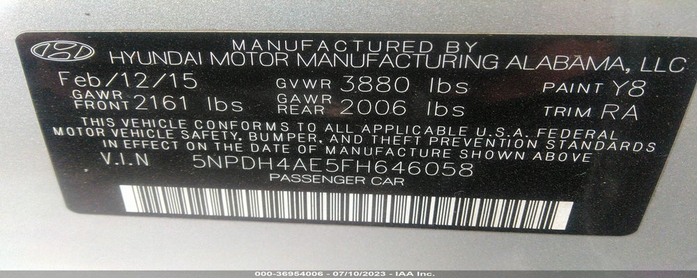 5NPDH4AE5FH646058 2015 HYUNDAI ELANTRA photo no. 9