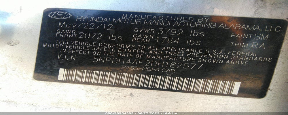 5NPDH4AE2DH182577 2013 HYUNDAI ELANTRA photo no. 9