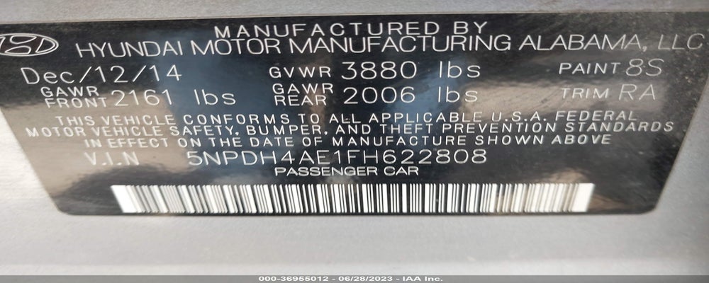 5NPDH4AE1FH622808 2015 HYUNDAI ELANTRA photo no. 9