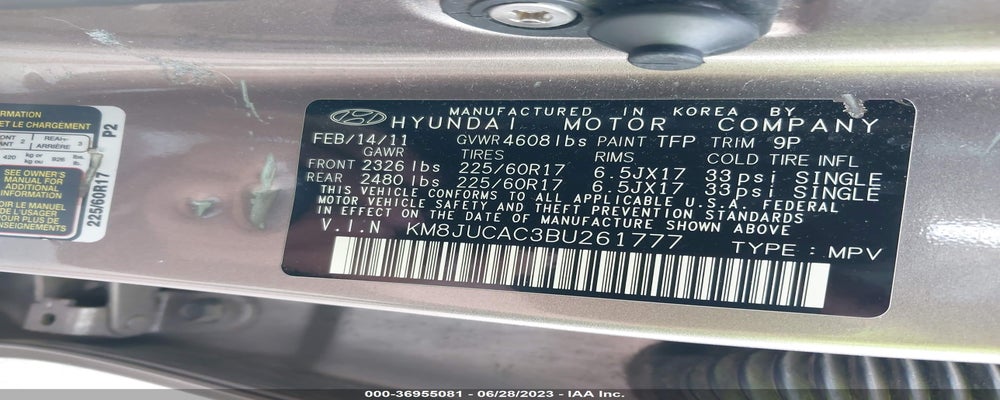 KM8JUCAC3BU261777 2011 HYUNDAI TUCSON photo no. 9