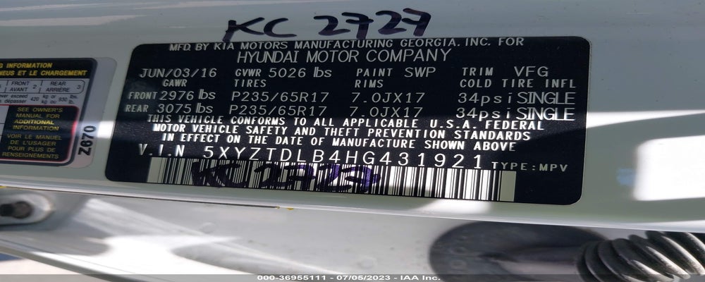 5XYZTDLB4HG431921 2017 HYUNDAI SANTA FE SPORT photo no. 9