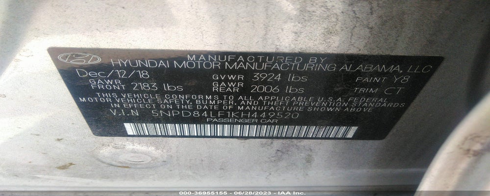 5NPD84LF1KH449520 2019 HYUNDAI ELANTRA photo no. 9