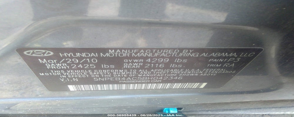 5NPEB4AC5BH042346 2011 HYUNDAI SONATA photo no. 9