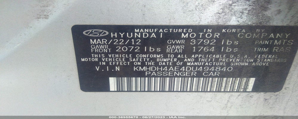 KMHDH4AE4DU494840 2013 HYUNDAI ELANTRA photo no. 9