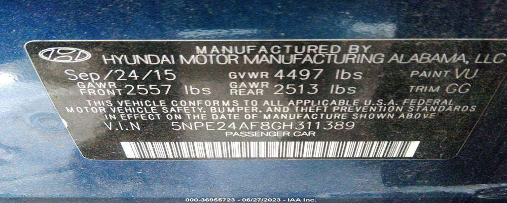 5NPE24AF8GH311389 2016 HYUNDAI SONATA photo no. 9