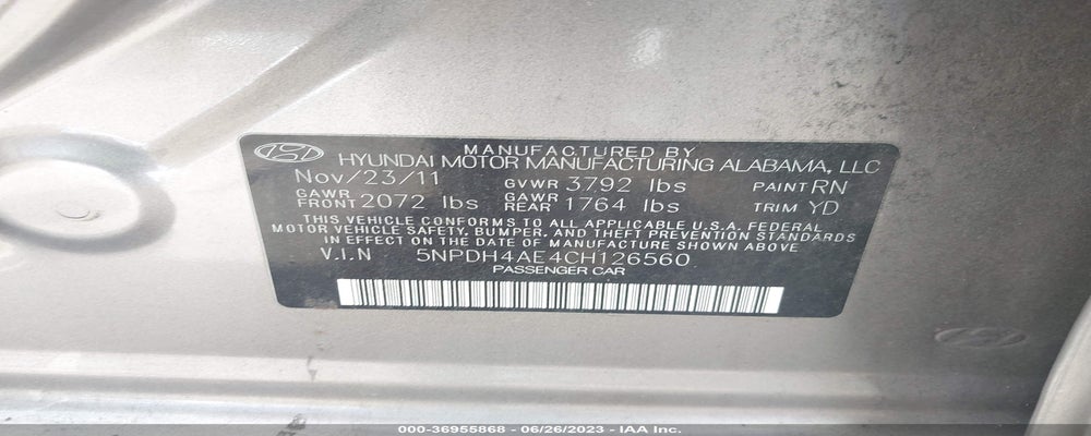 5NPDH4AE4CH126560 2012 HYUNDAI ELANTRA photo no. 9