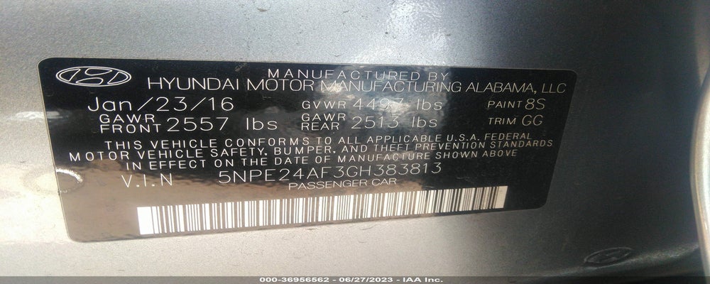 5NPE24AF3GH383813 2016 HYUNDAI SONATA photo no. 9