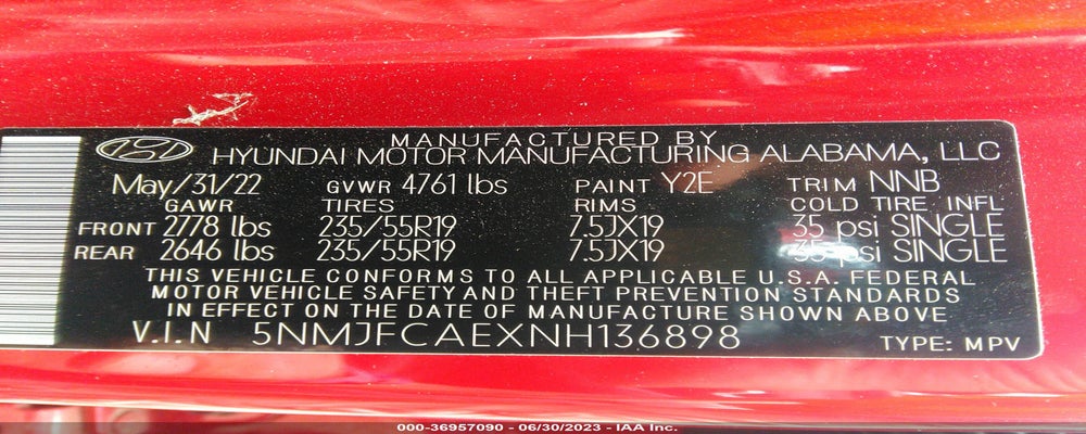 5NMJFCAEXNH136898 2022 HYUNDAI TUCSON photo no. 9