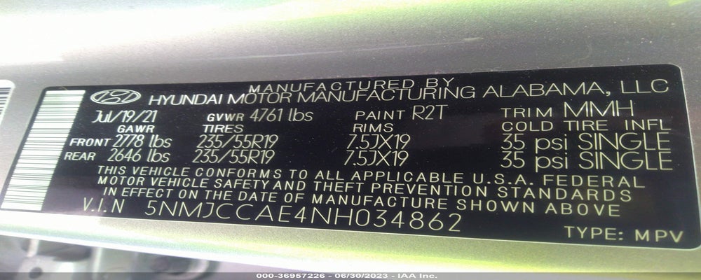 5NMJCCAE4NH034862 2022 HYUNDAI TUCSON photo no. 9