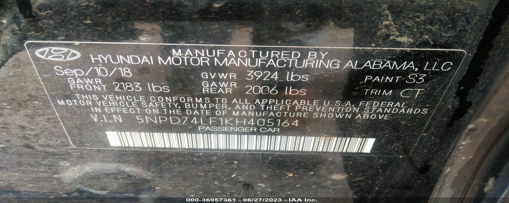 5NPD74LF1KH405164 2019 HYUNDAI ELANTRA photo no. 9