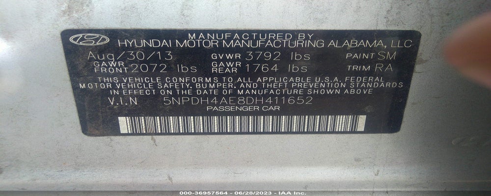 5NPDH4AE8DH411652 2013 HYUNDAI ELANTRA photo no. 9