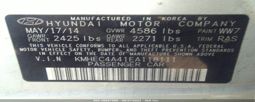 KMHEC4A41EA118111 2014 HYUNDAI SONATA HYBRID photo no. 9