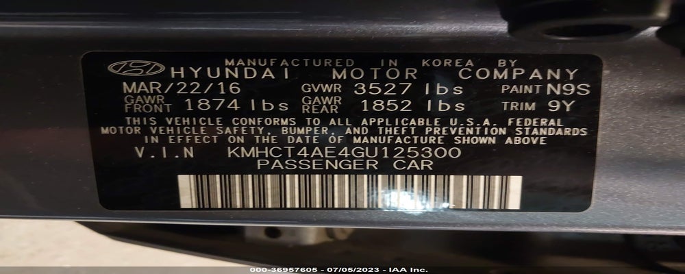 KMHCT4AE4GU125300 2016 HYUNDAI ACCENT photo no. 9