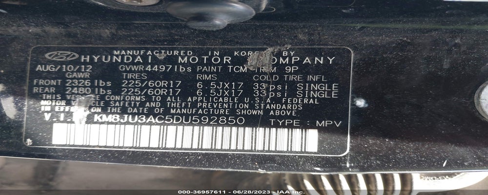 KM8JU3AC5DU592850 2013 HYUNDAI TUCSON photo no. 9