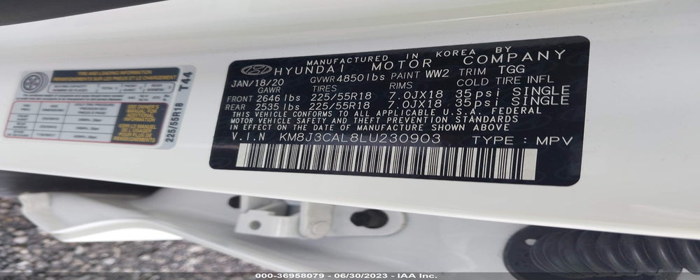 KM8J3CAL8LU230903 2020 HYUNDAI TUCSON photo no. 9