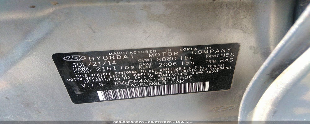 KMHDH4AE1FU291536 2015 HYUNDAI ELANTRA photo no. 9