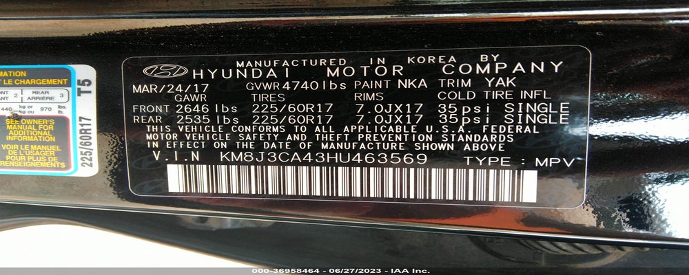 KM8J3CA43HU463569 2017 HYUNDAI TUCSON photo no. 9