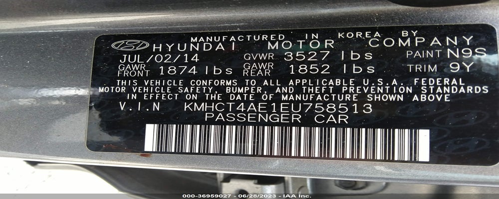KMHCT4AE1EU758513 2014 HYUNDAI ACCENT photo no. 9